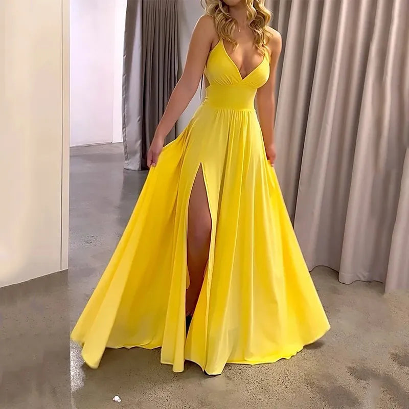 Clarisa Boutique Maxi Dress Summer Fashion Suspenders Slit Capped Waist Collection