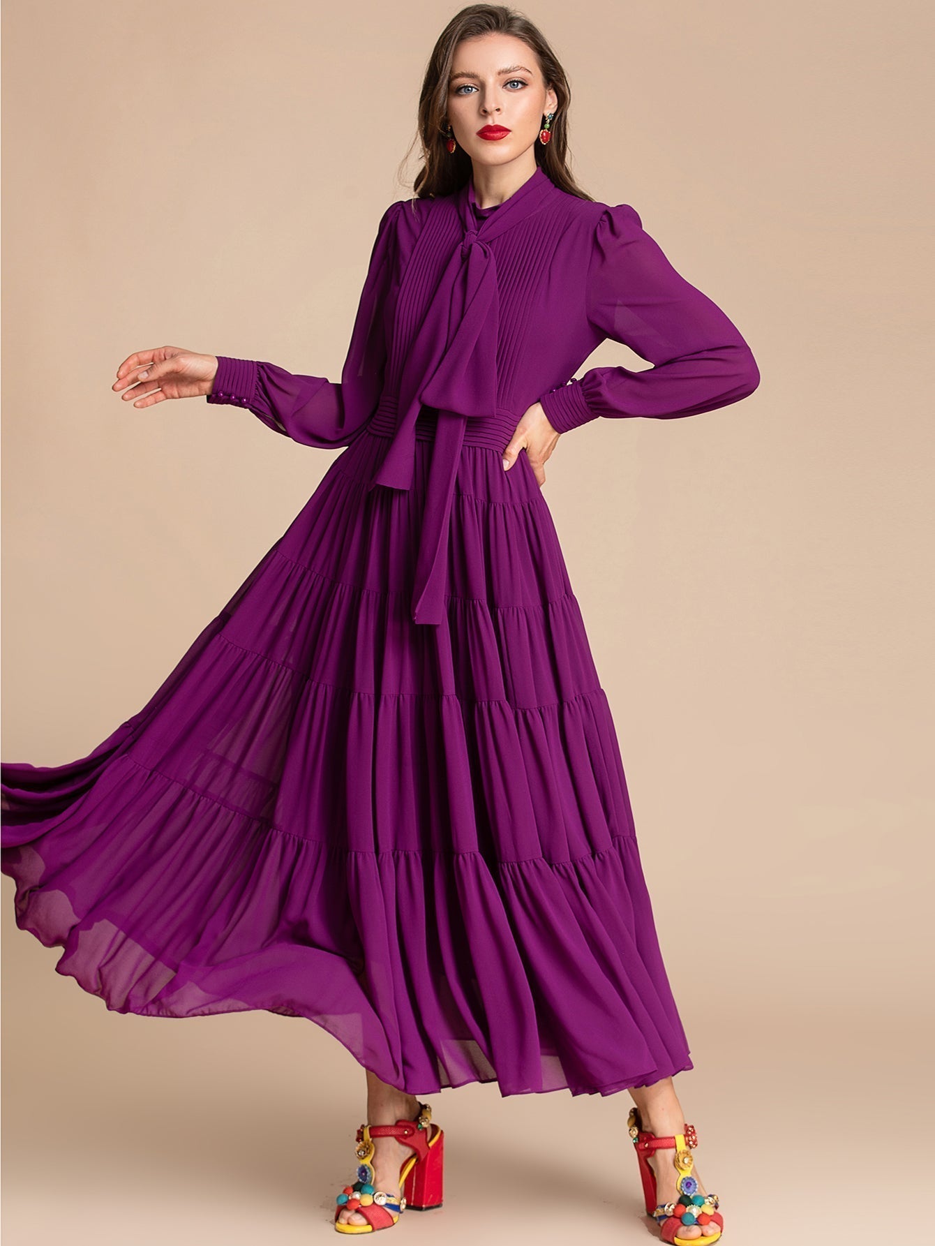 Novella Elegant Maxi Dress Purple / L