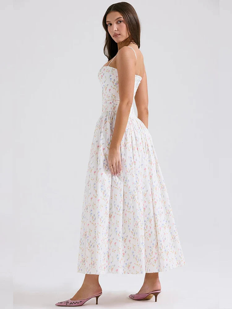 Print Wrap Aline Strap Maxi Long Summer Dress