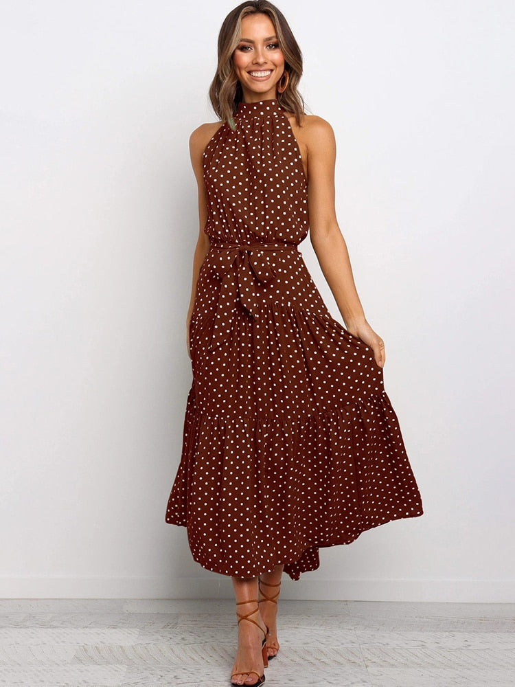 Manuela Aesthetic Summer Dress with Polka Dot Print Shine Into Chic Silhouette Collection