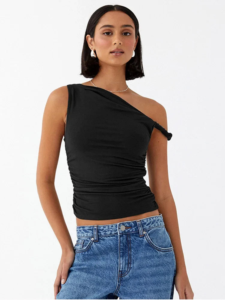 Basic OffShoulder Ruched Tank Top