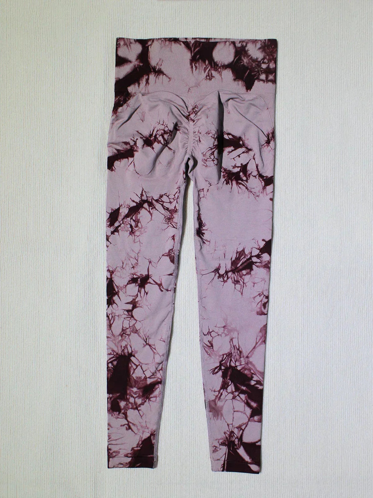 Tie Dye Waist Tummy Control Seamless Push Up Yoga Legging Light Peach / S