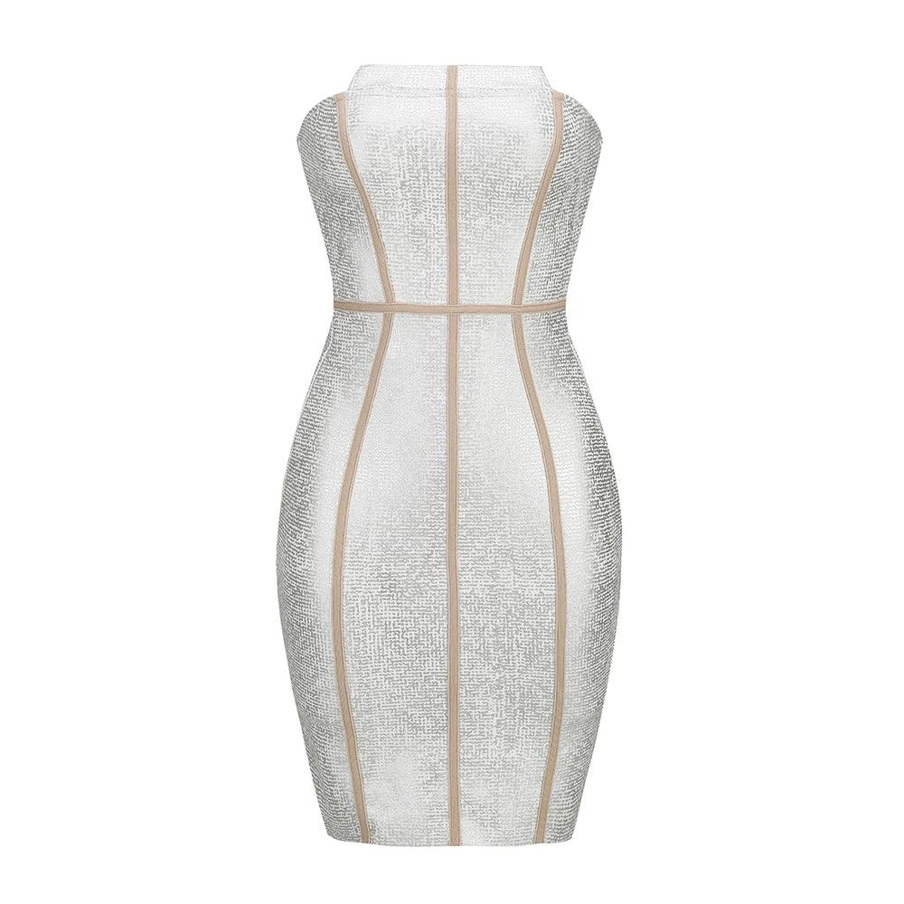 Silver Strapless Rhinestone Corset Bandage Bodycon Mini Dress 12
