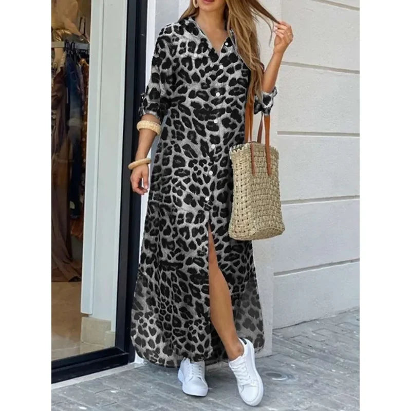 Rafaela Womens Leopard Print Dress with Relaxed Fit and Smart Casual Fashion