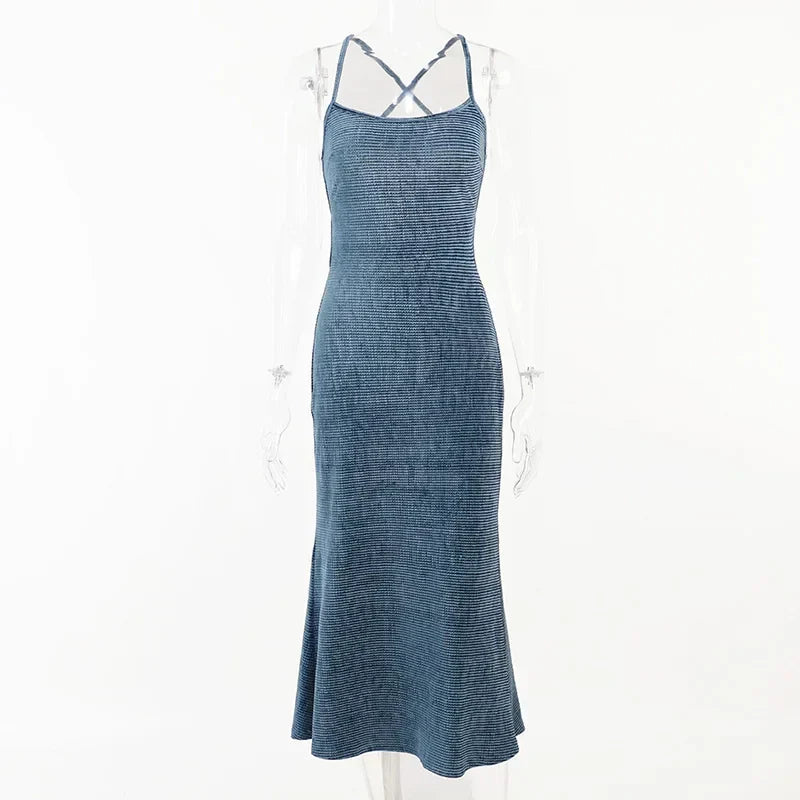 Beachwear Knit Sexy Spaghetti Strap Strapless Backless Lace Up Female Slip Holiday Club Bodycon Dress