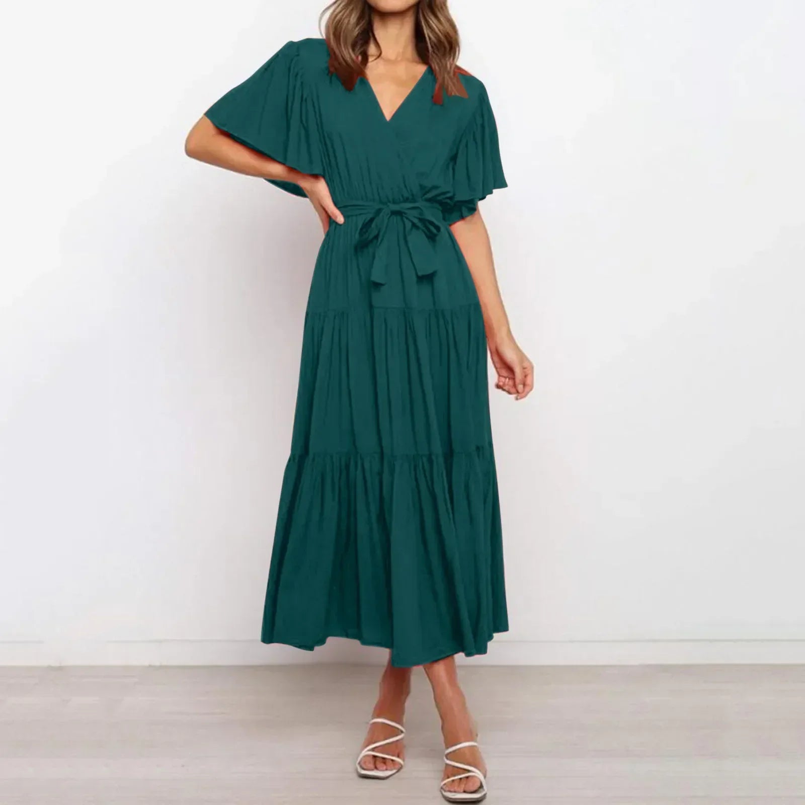 Irina Maxi Dress with a Deep V-neck for Women Chic Boutique Style