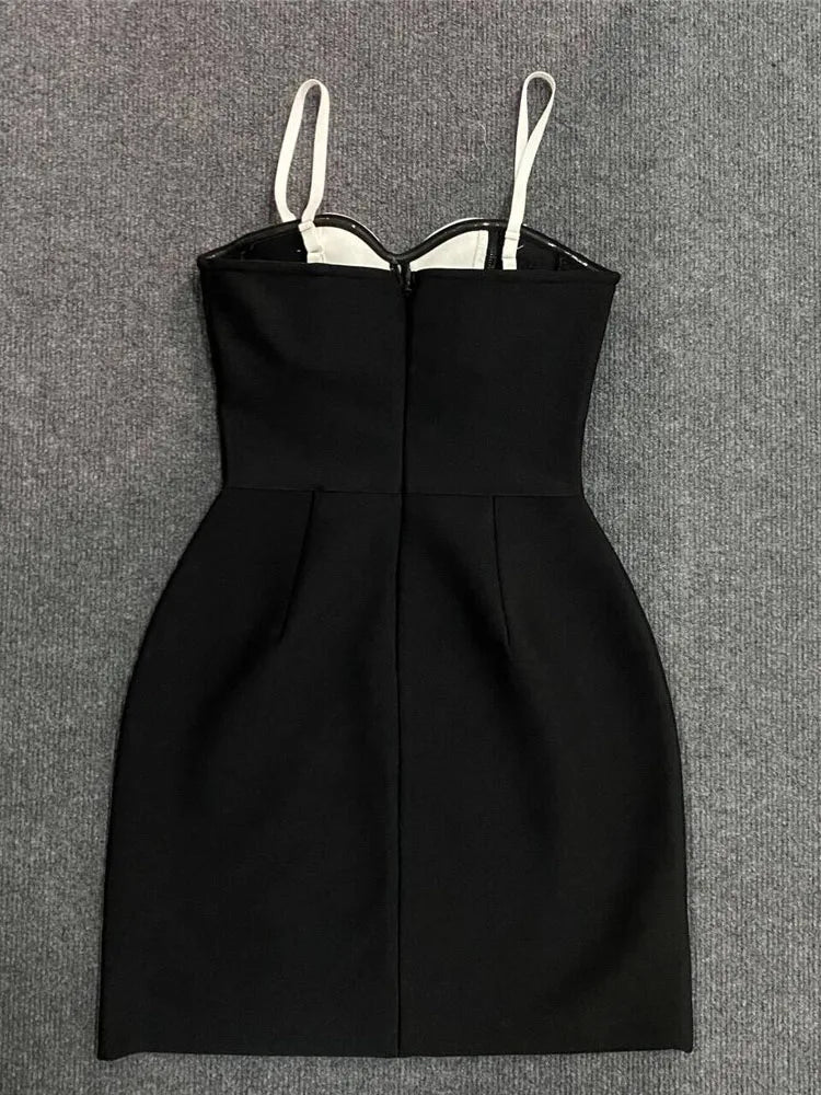 Sexy Spaghetti Strap 3D Flower Bandage Sleeveless Floral A-Line Party Dress
