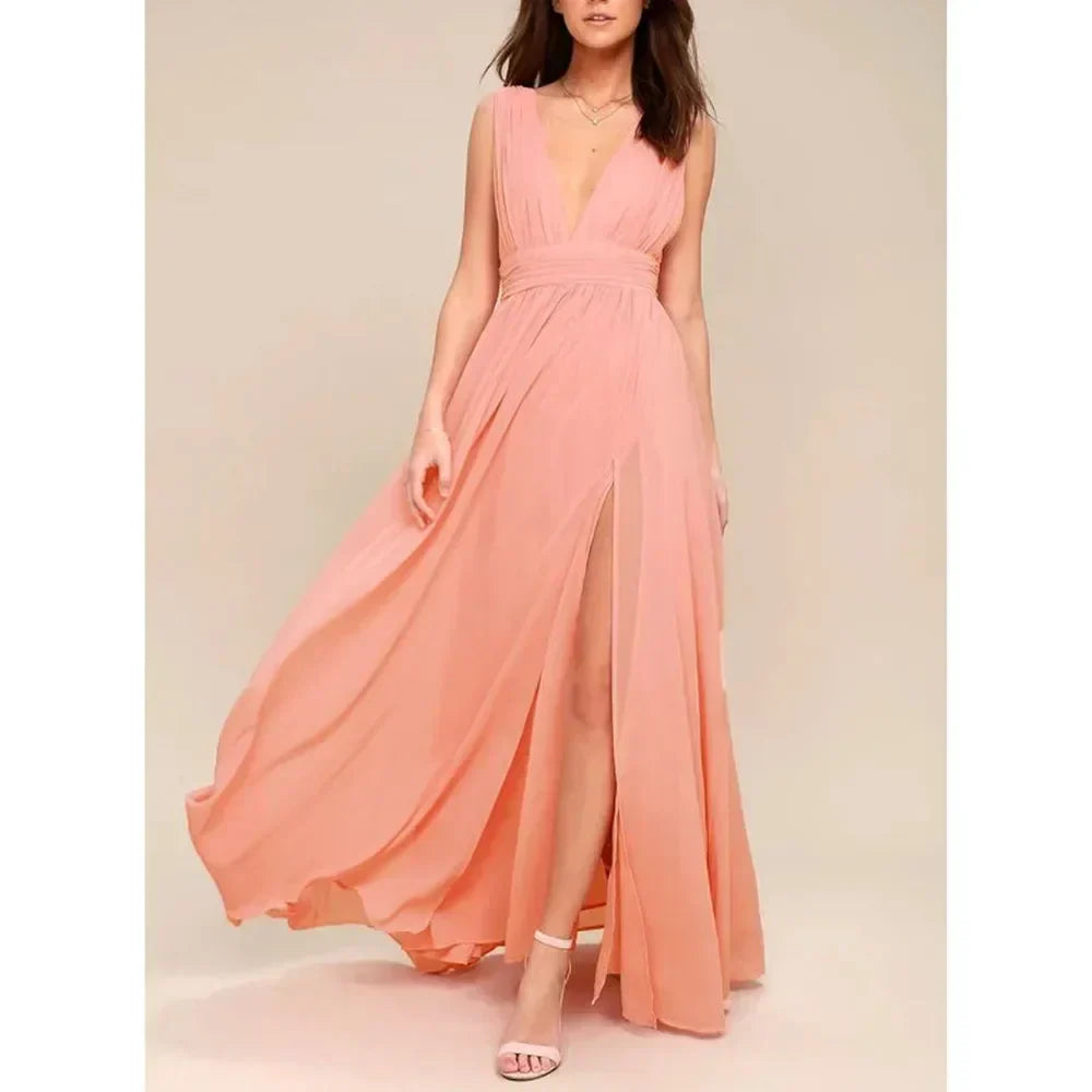 Sexy Backless Mesh Maxi Red Christmas Party Dress Liangpink / S Dresses-L
