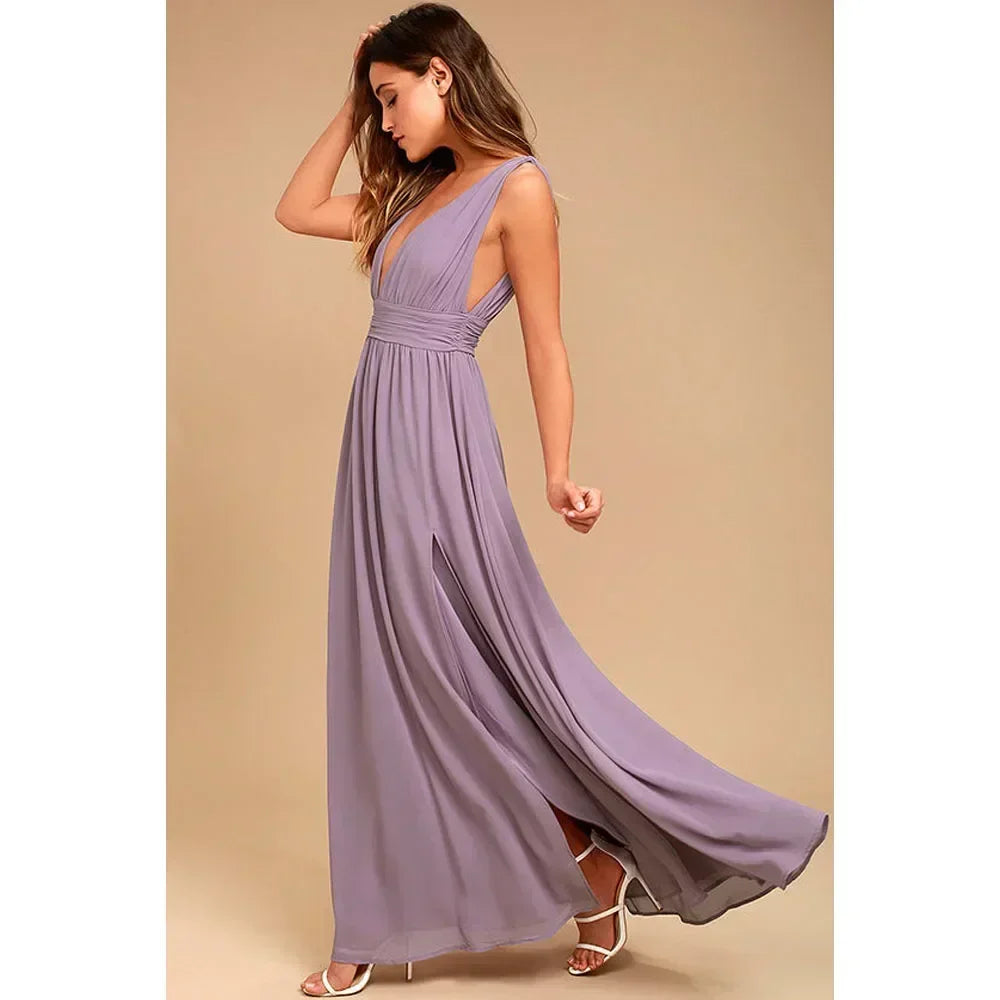 Sexy Backless Mesh Maxi Red Party Dress