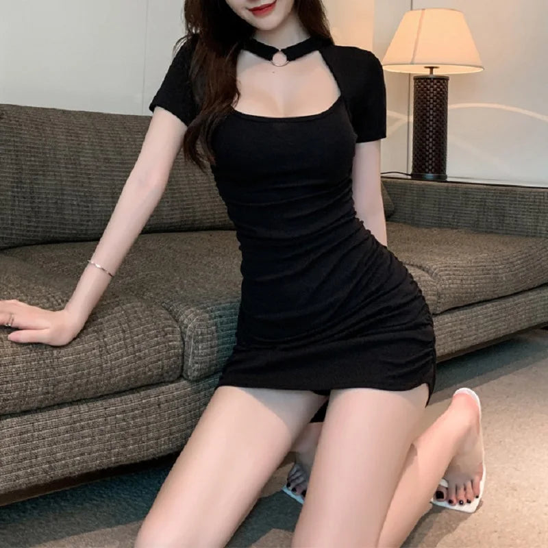 Hollow Out Bodycon Mini Split Evening Female Casual Elegant Cut Out Dress