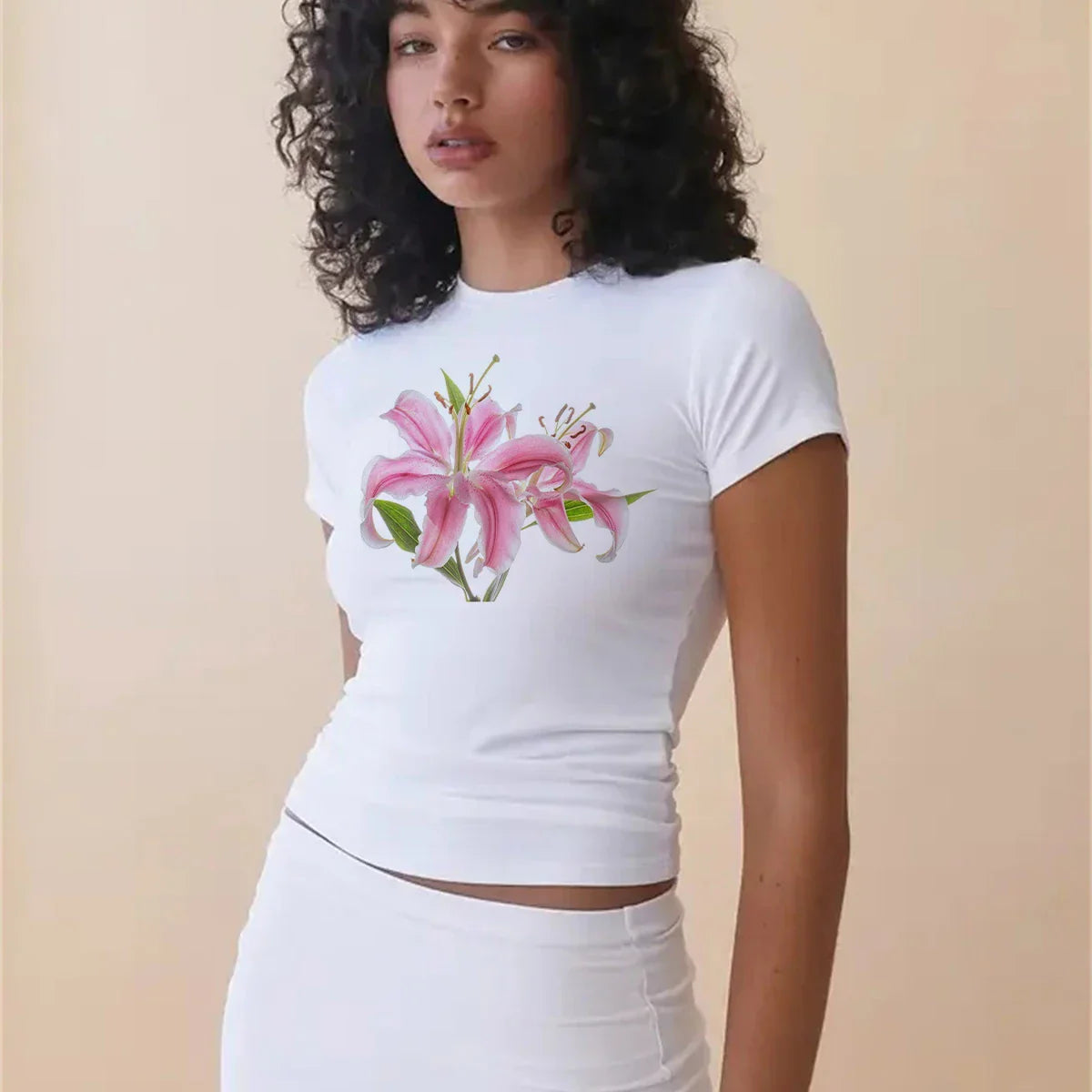 Lily Print Slim Baby Tshirt