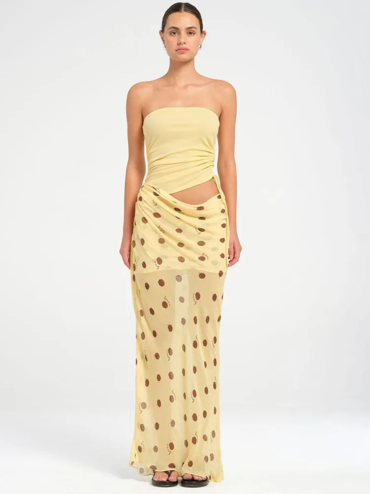 Polka Dot Patchwork Maxi Dress