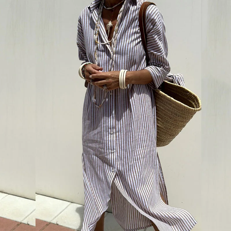 Mariana Minimalist Striped Shirt Dress Designer Edit