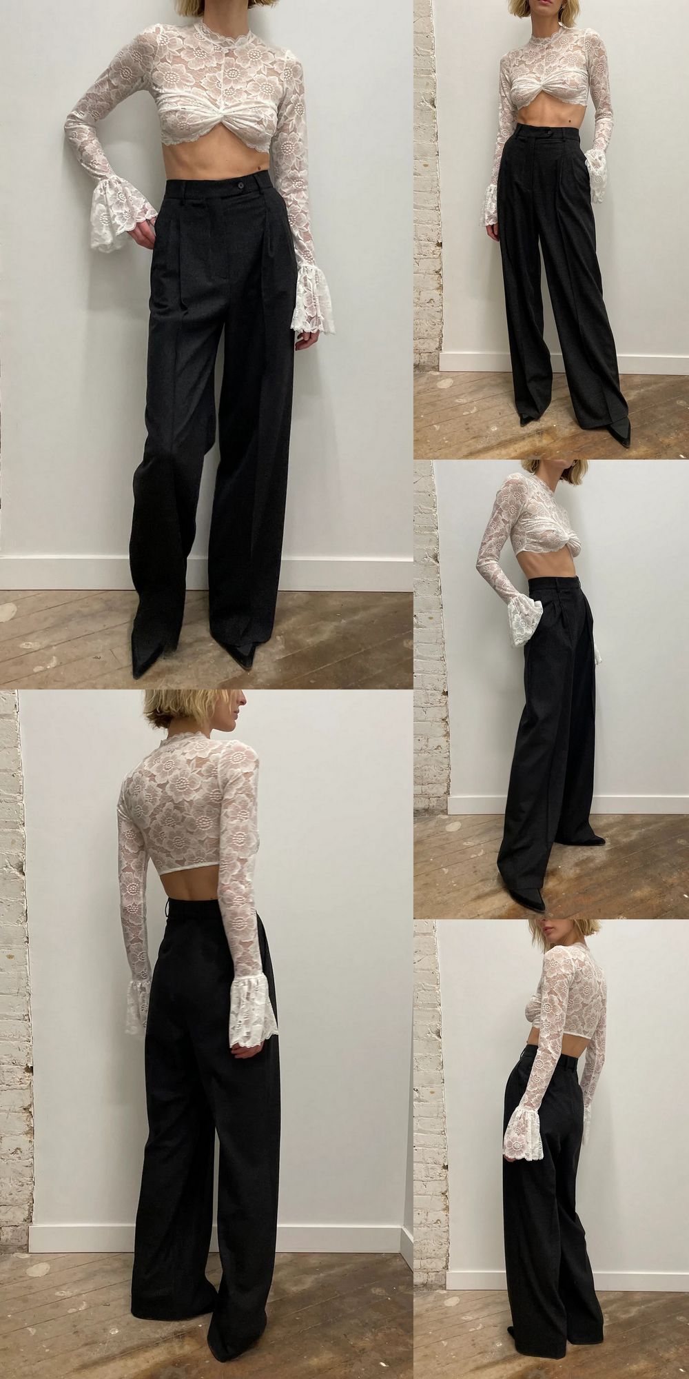 Long Sleeve Lace Charming Mesh Crop Top