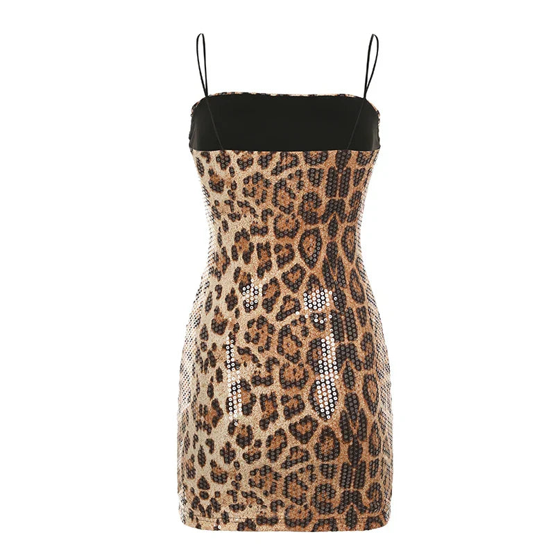 Leopard Sequin Chic Camisole Dress