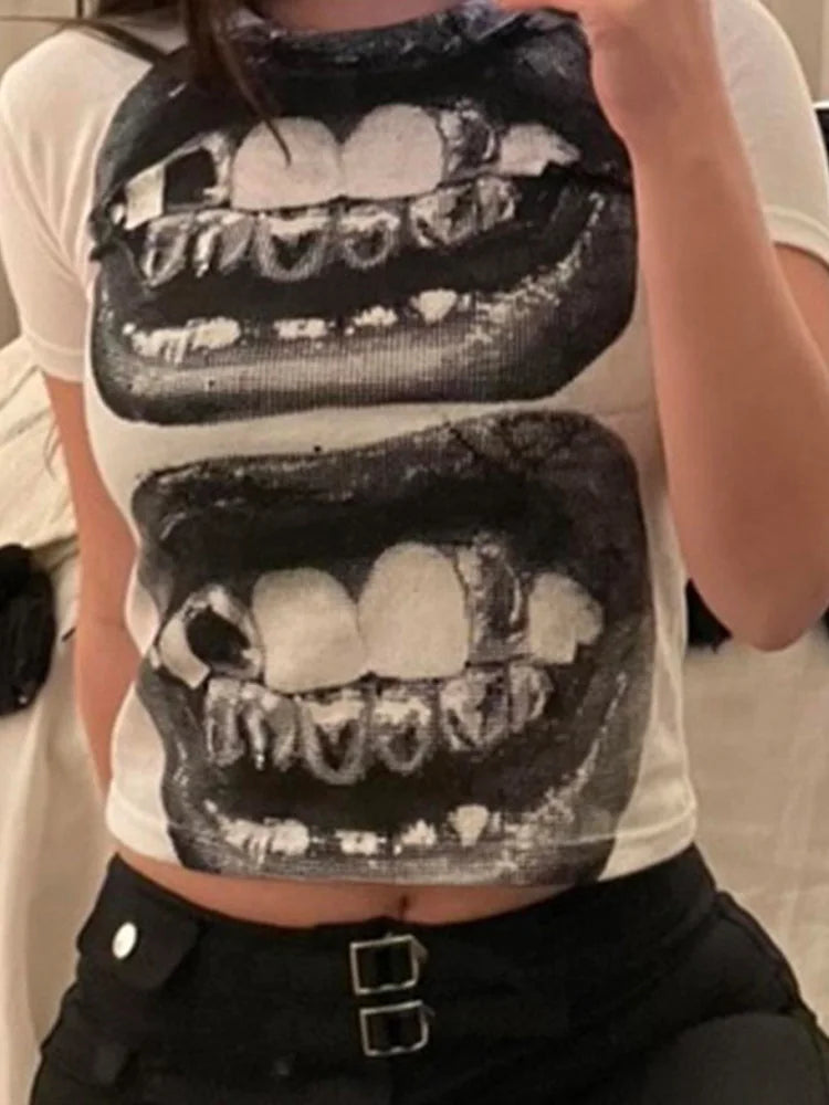 Short Sleeve Gothic Crop Top