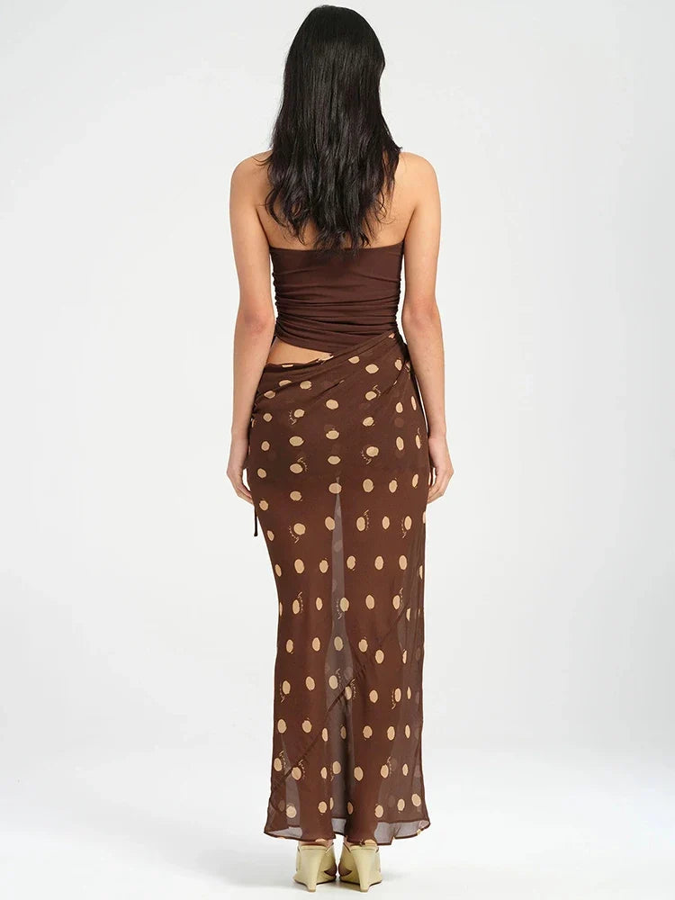 Polka Dot Patchwork Maxi Dress