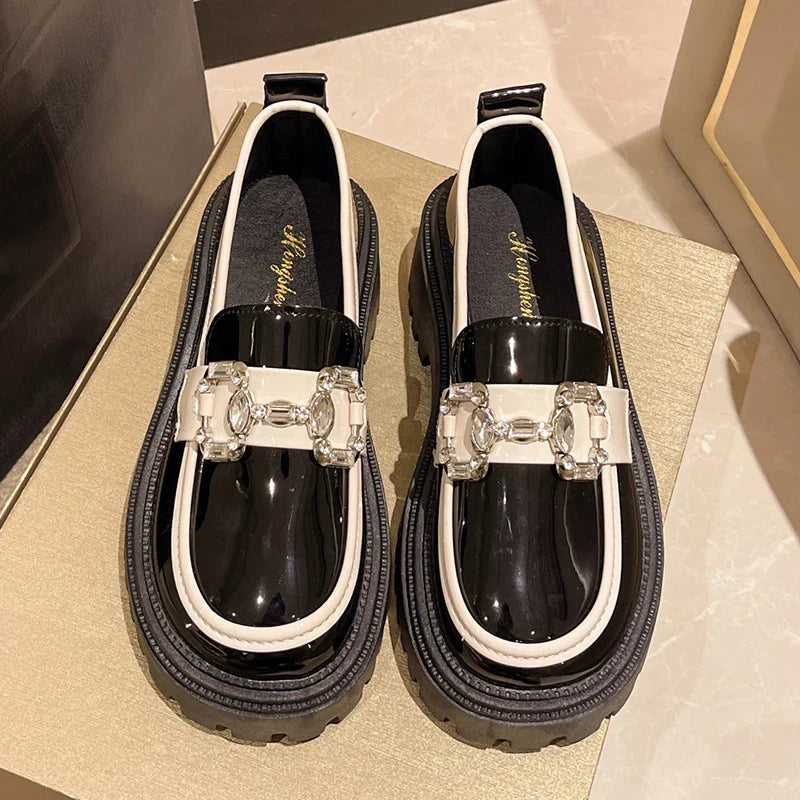 Rhinestone Mix Color Chunky Thick Bottom NonSlip Shiny Casual Flats Loafers