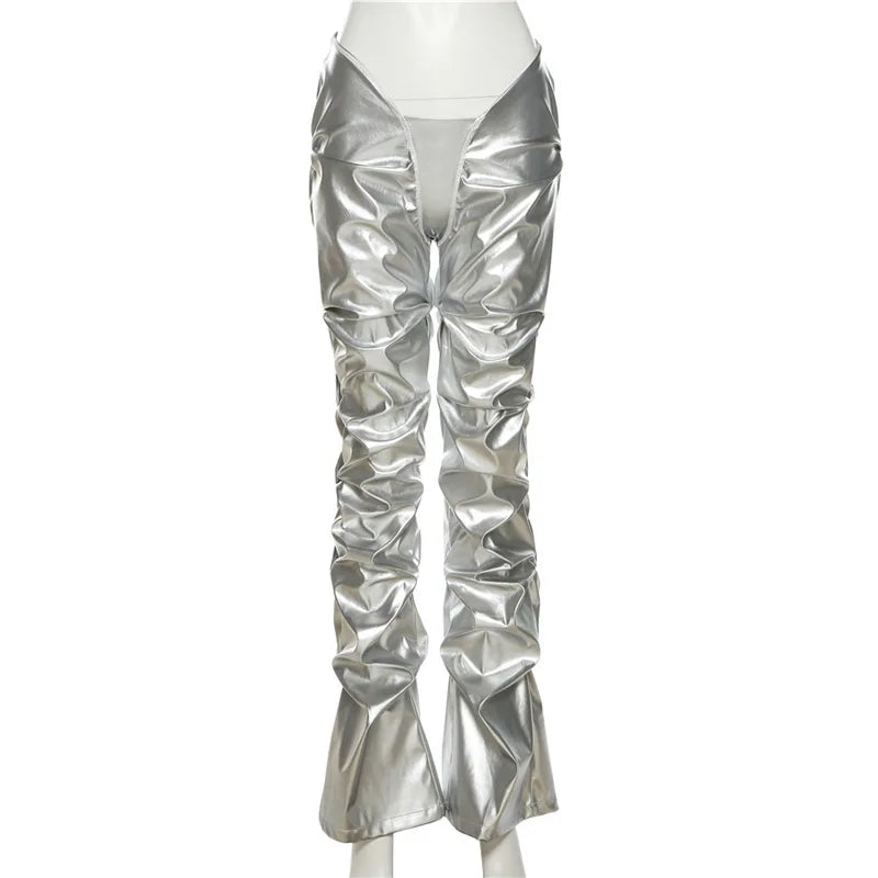 Women's Irregular Shape Folds Low Waist High Street Sweatpants