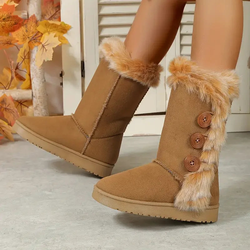 Platform Winter Faux Fur Keep Warm MidCalf Women’s Snow Boot