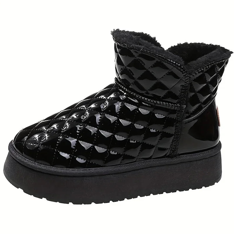 Thicken Slipon Heighten Waterproof Plush Warm Flat Snow Boot