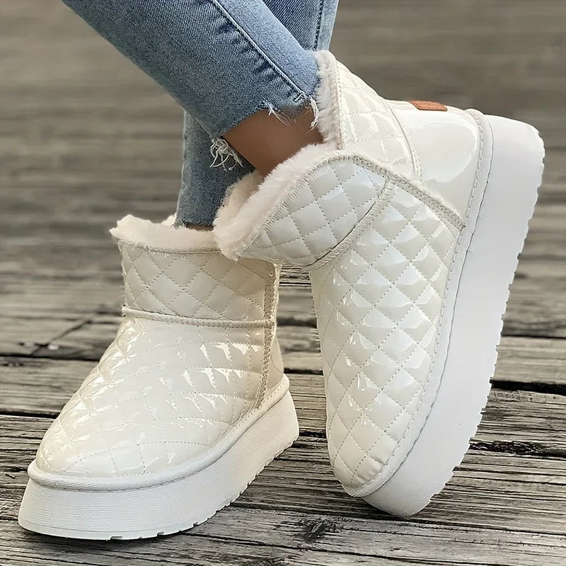 Thicken Slipon Heighten Waterproof Plush Warm Flat Snow Boot