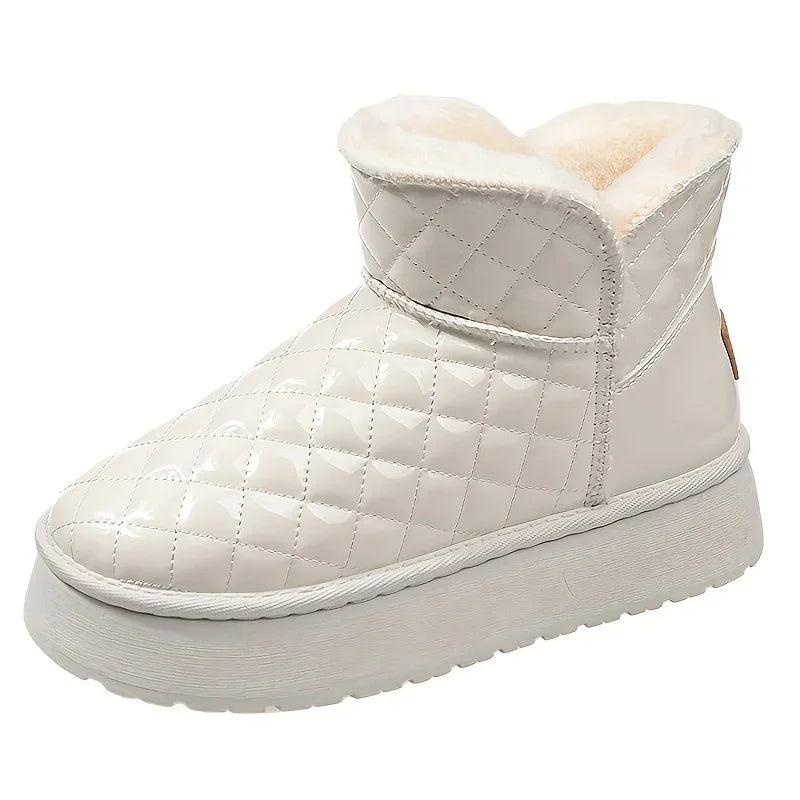 Thicken Slipon Heighten Waterproof Plush Warm Flat Snow Boot