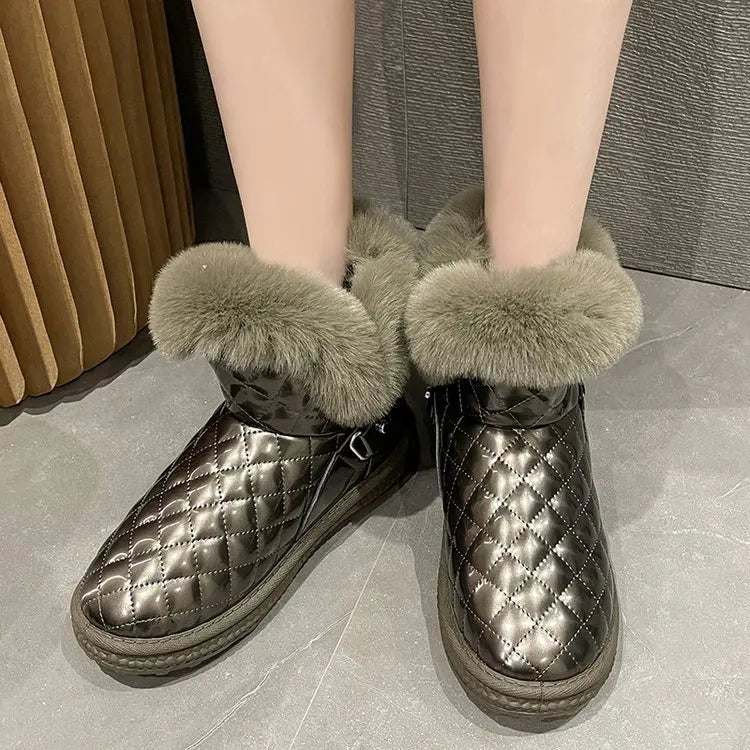 Waterproof Nonslip Warm Plush Thickened Short Tube Snow Boot