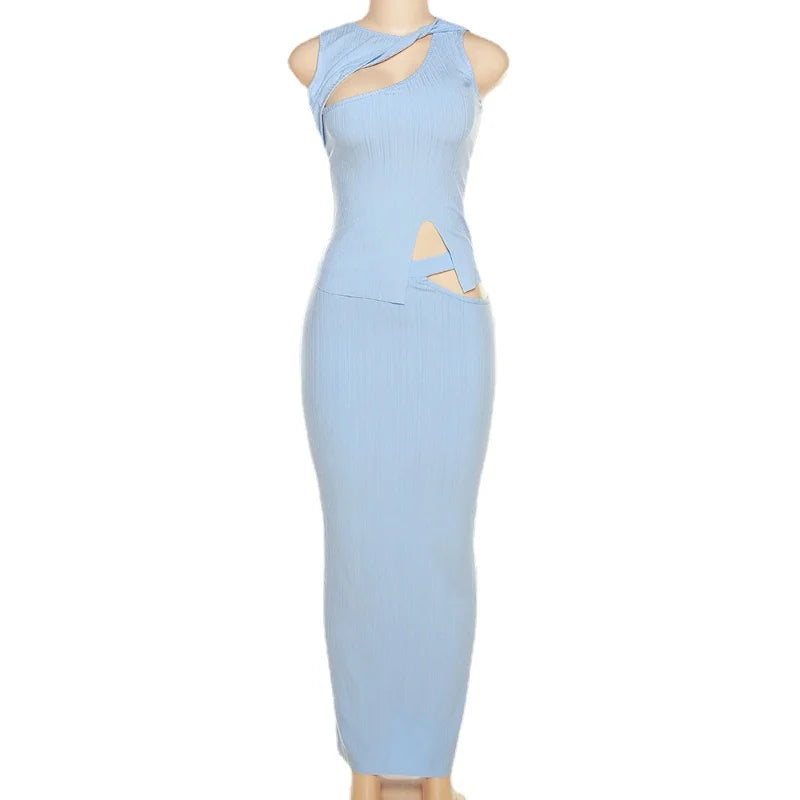 Solid Two Piece Set Maxi Dress