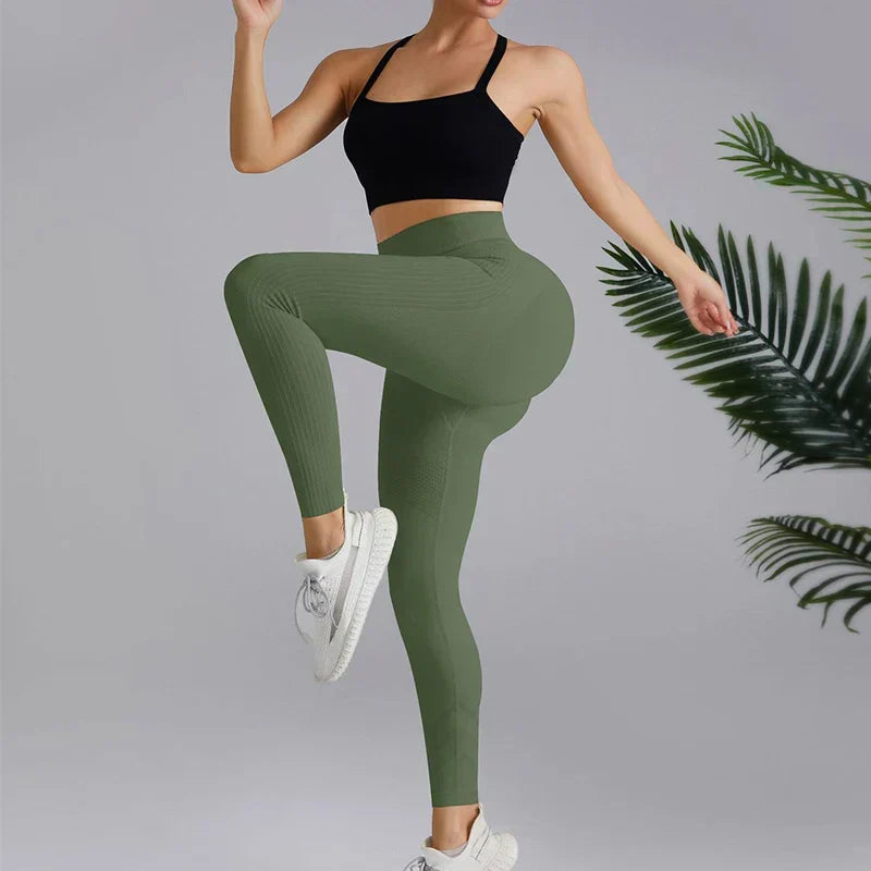 High Elastic Knitting Gym Workout Legging Green / S