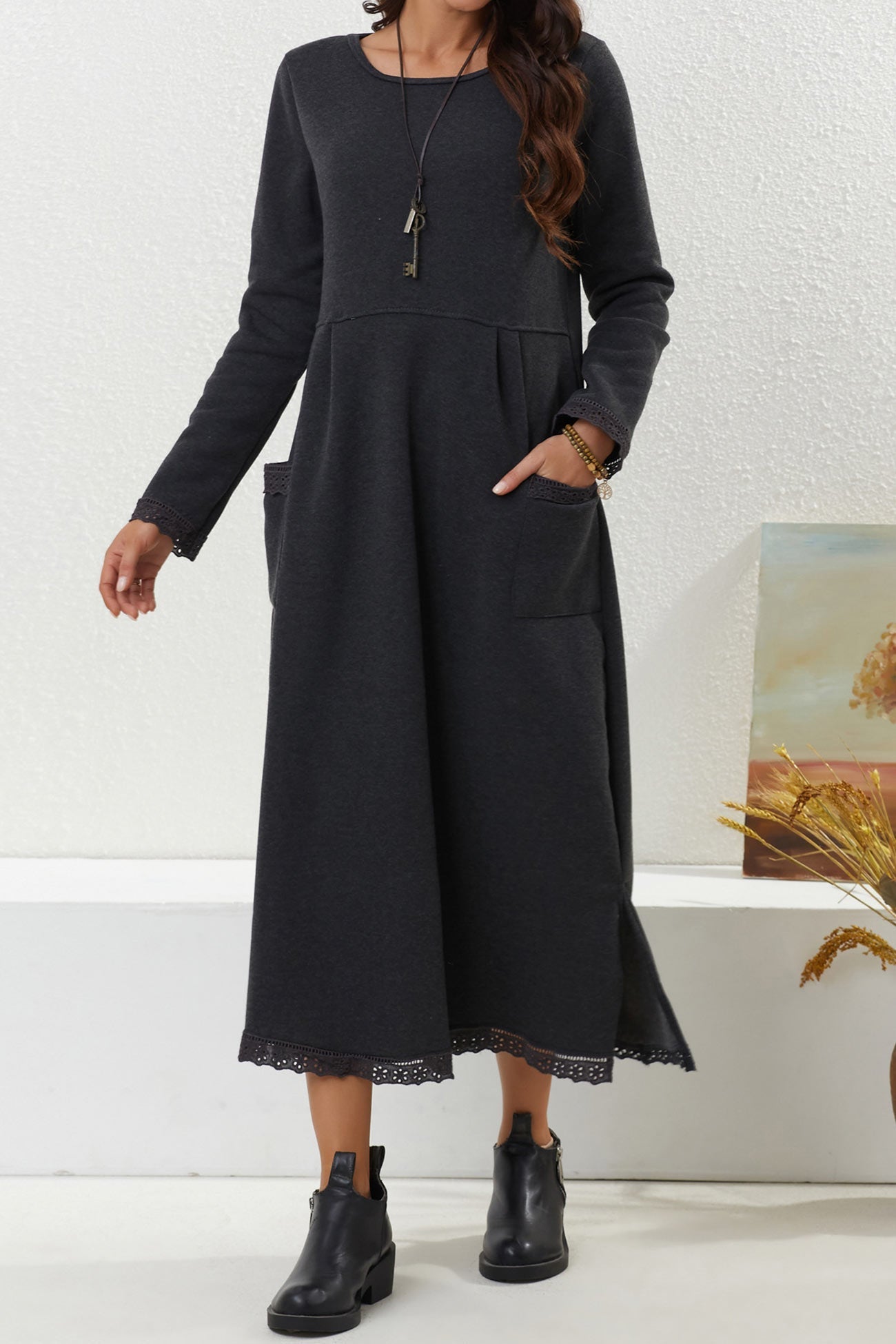Relaxed Marta Solid Dress With Dress for Modern Fashion Wear