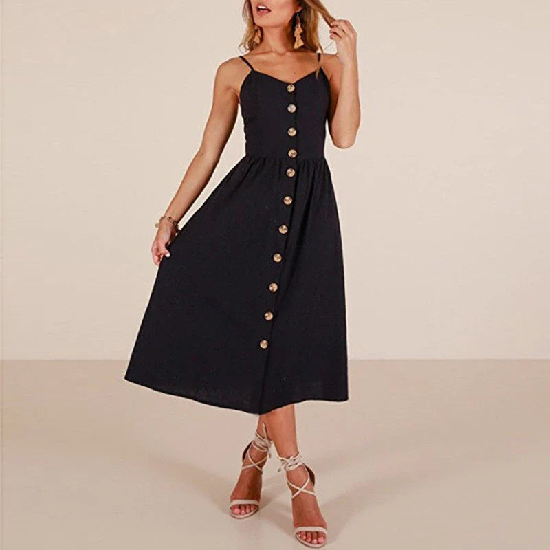 Patchwork Camisole Tie Back Midi Dress