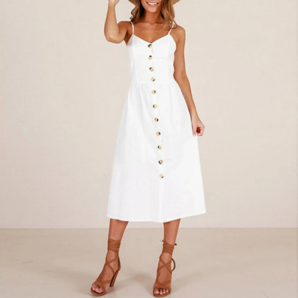 Patchwork Camisole Tie Back Midi Dress