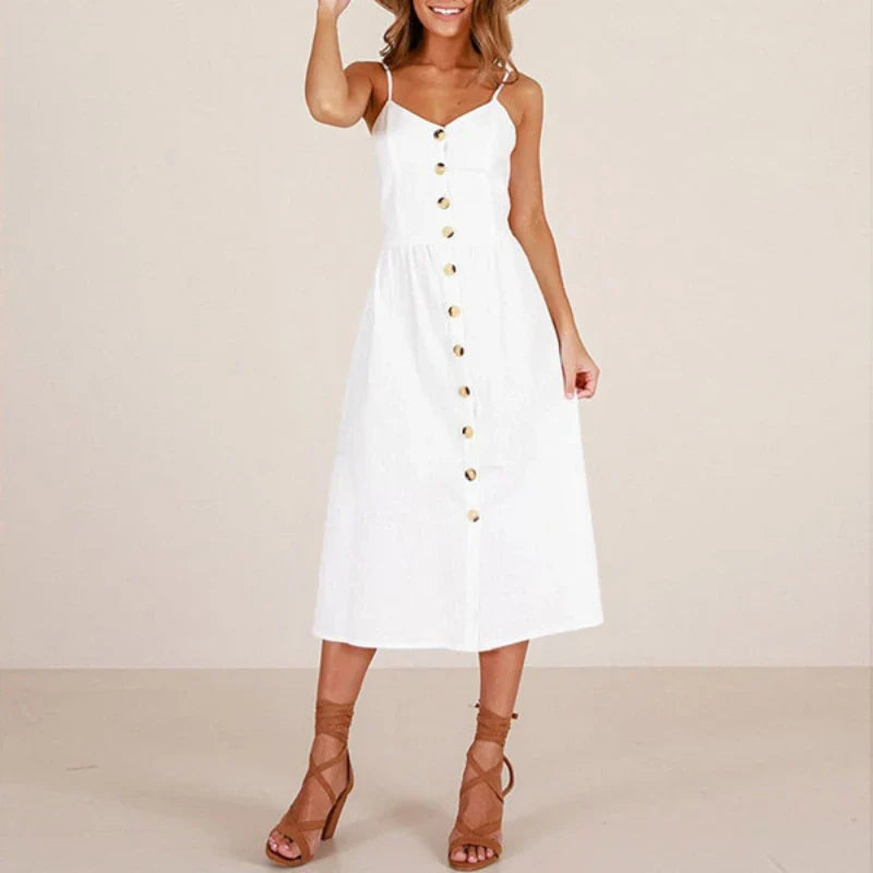 Patchwork Camisole Tie Back Midi Dress