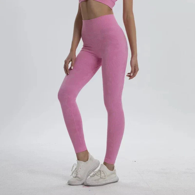 High Waist Camouflage Seamless Stretch Butt Lift Gym Legging Pink / S