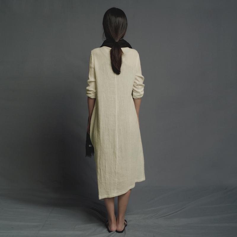 Spring Summer Irregular Solid Color Midi Dress