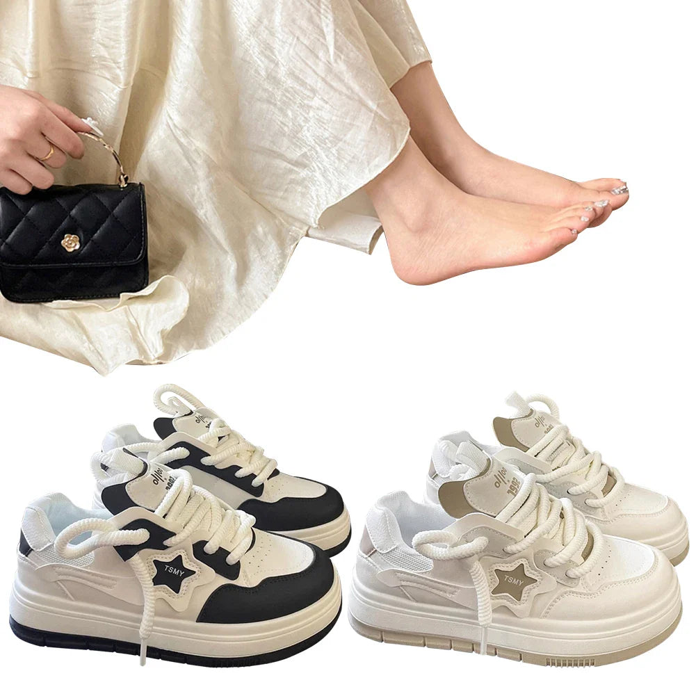 Star Walking Sneakers Y2K Platform Shoes Thick Sole Aesthetic Tennis Shoes NonSlip Skateboard Shoes for Walking Jogging