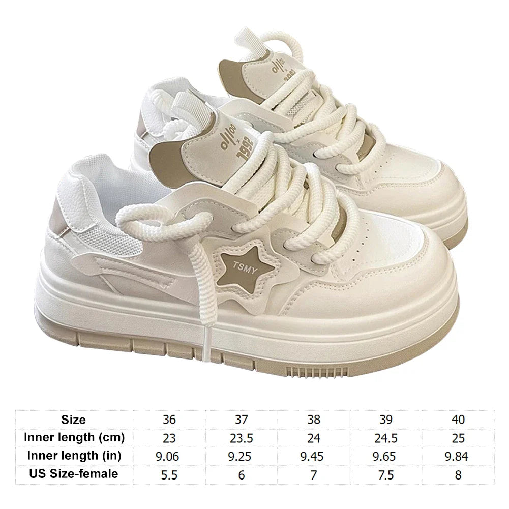 Star Walking Sneakers Y2K Platform Shoes Thick Sole Aesthetic Tennis Shoes NonSlip Skateboard Shoes for Walking Jogging