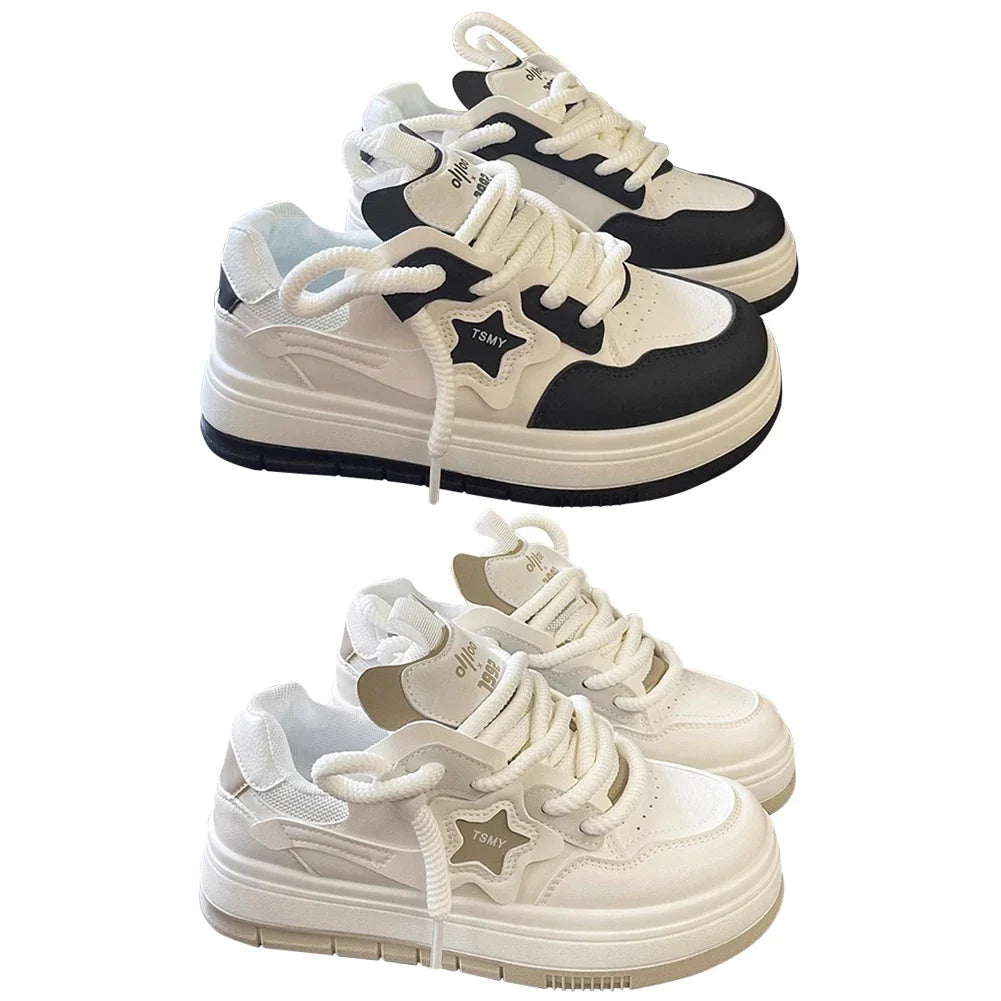 Star Walking Sneakers Y2K Platform Shoes Thick Sole Casual Sport Shoes NonSlip Aesthetic Tennis Shoes for Outdoor Sports