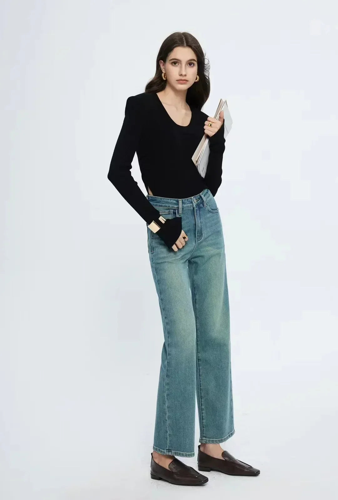 Straight Leg Denim Pant New Korean Straight Woman Female Spring Jean