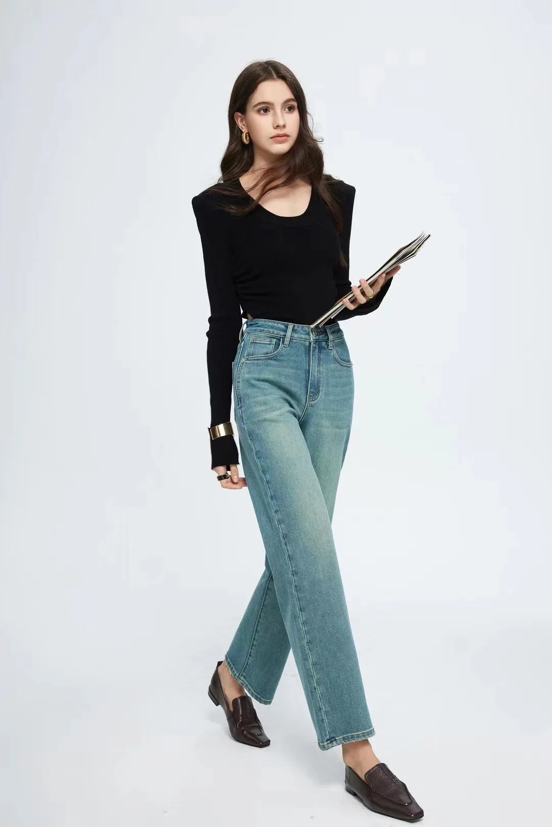 Straight Leg Denim Pant New Korean Straight Woman Female Spring Jean