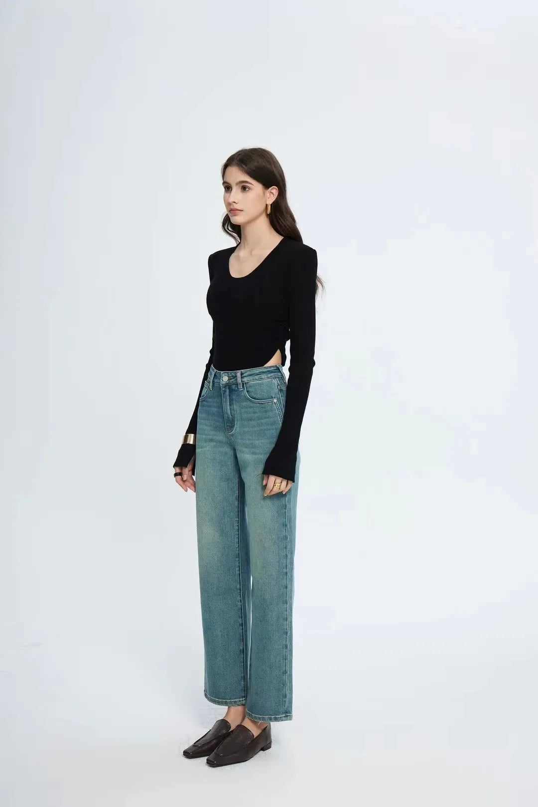 Straight Leg Denim Pant New Korean Straight Woman Female Spring Jean