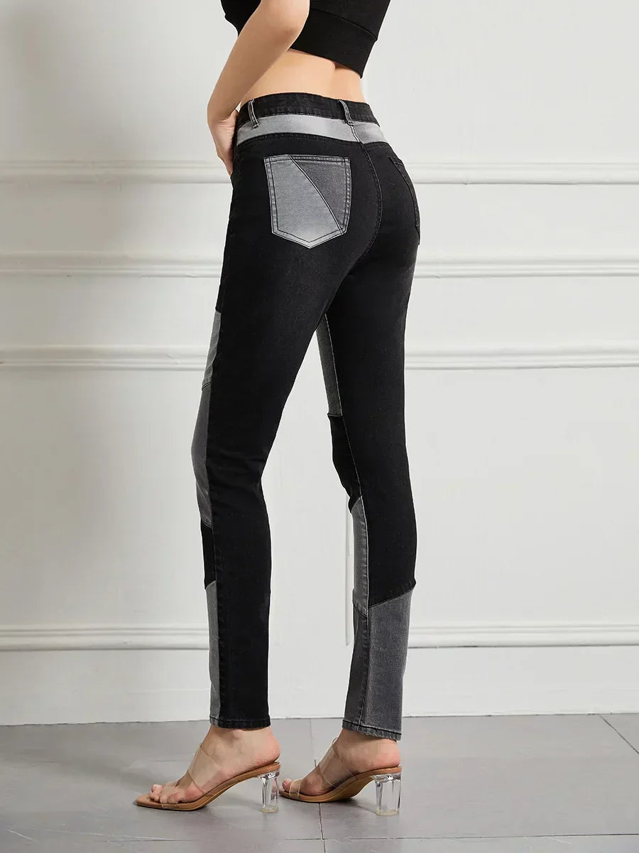 Stretch Patchwork Slim Fashion Vintage Streetwear Denim Jean