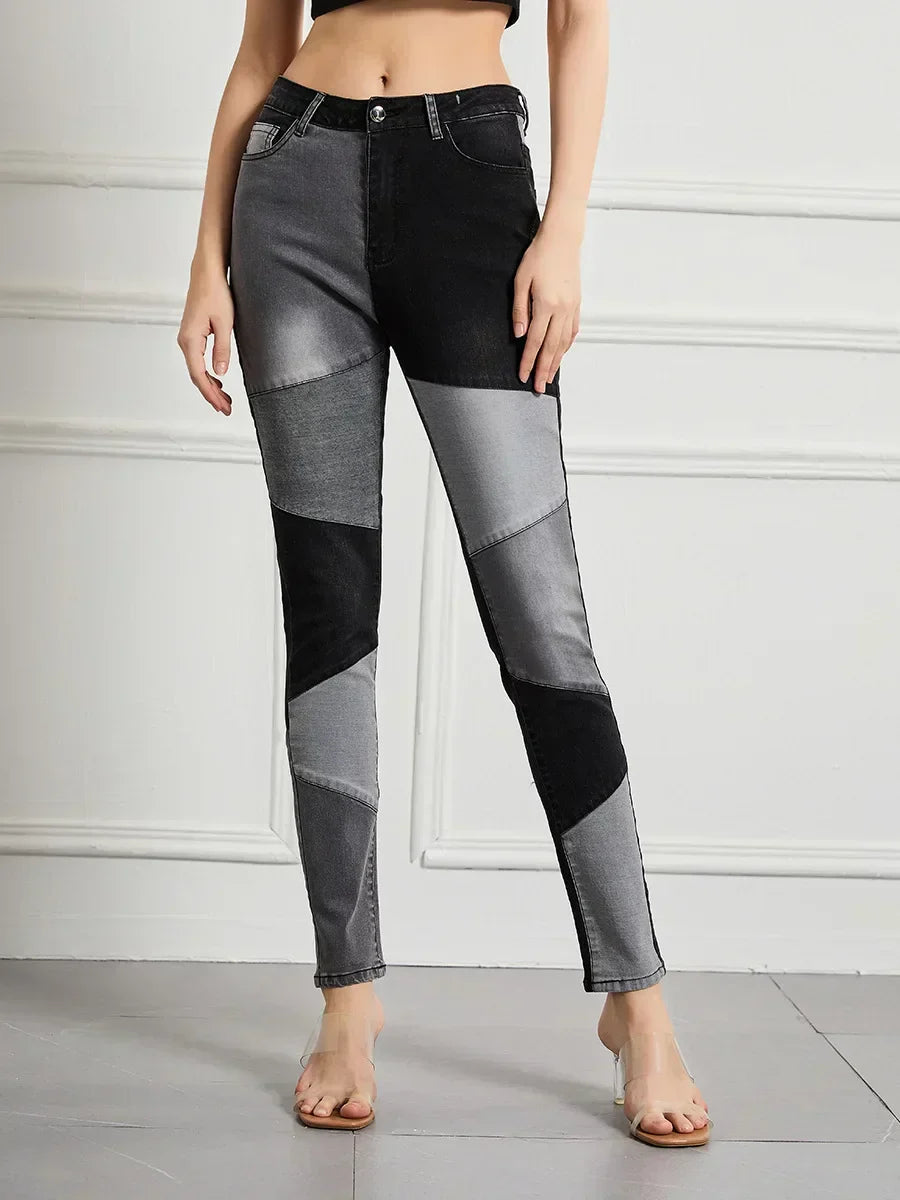 Stretch Patchwork Slim Fashion Vintage Streetwear Denim Jean