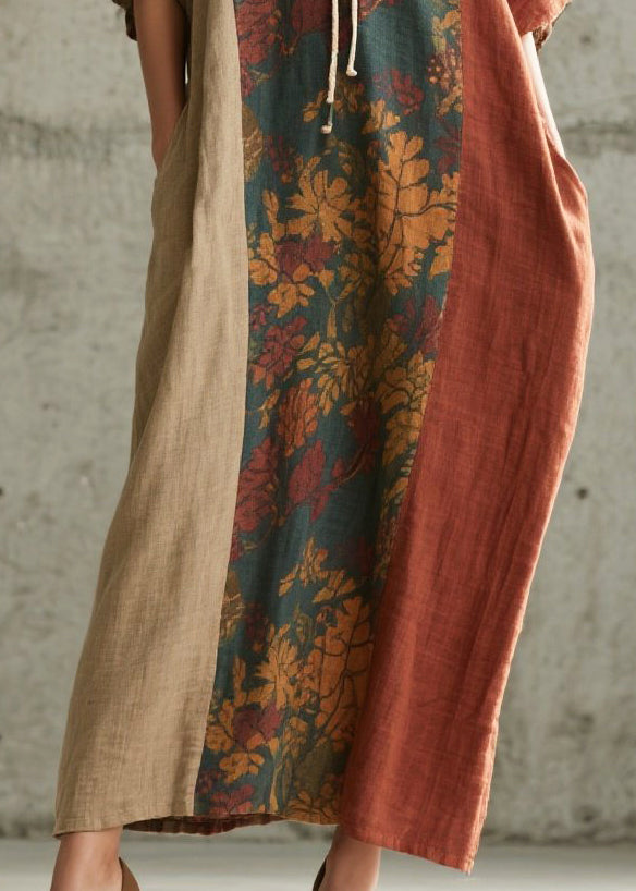 Stylish Colorblock Oversized Patchwork Cotton Straight Dress Summer