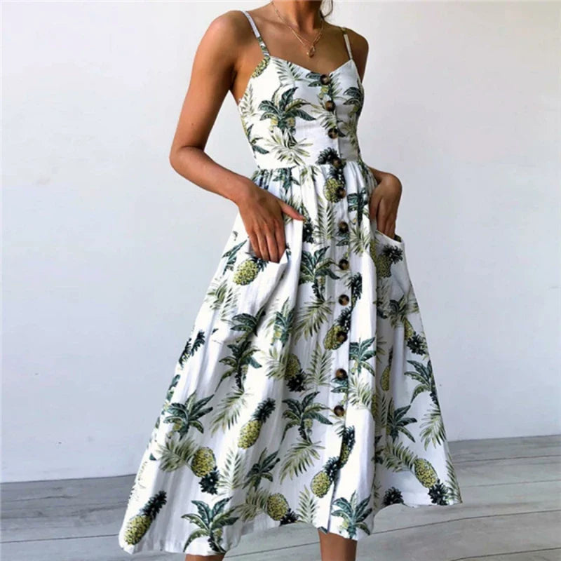 Sling Pocket Dot Retro Midi Dress