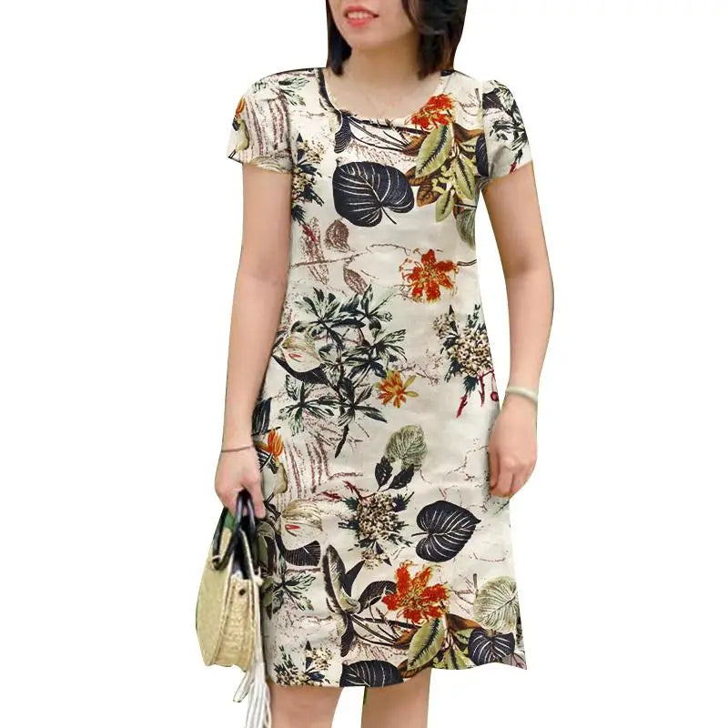 Vintage Short Sleeve Floral Holiday Floral Dress Yellow / S oldfloraldress-250126