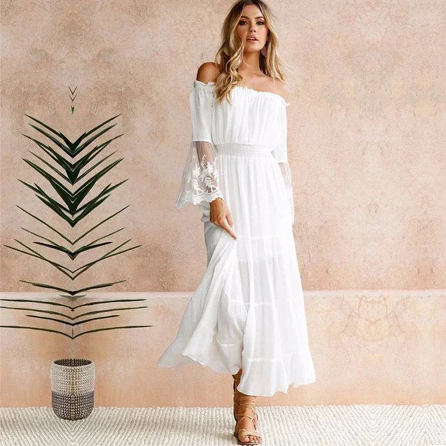 Sexy Off-Shoulder Lace Boho Dress