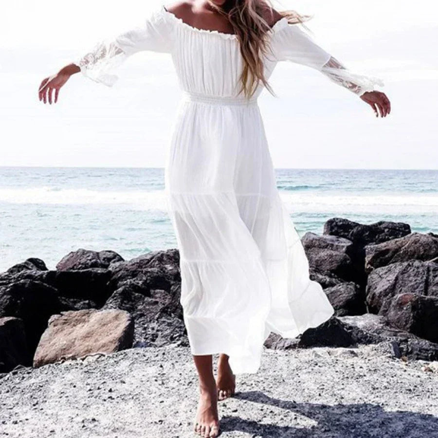 Sexy Off-Shoulder Lace Boho Dress
