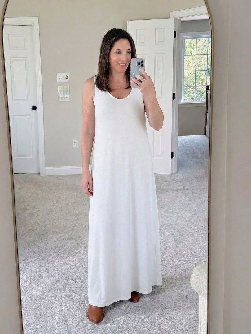 Scoop Neck Sleeveless Relaxed Jersey Cocoon Maxi Dress